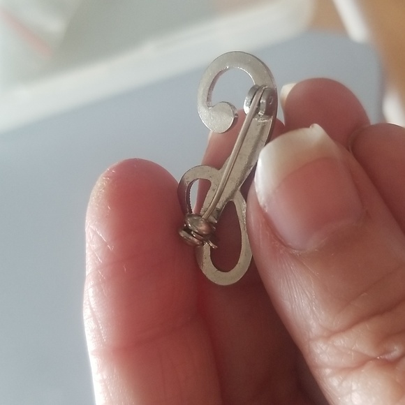 Monogram "J" Silver Tone with Rhinestones Brooch - Picture 3 of 3
